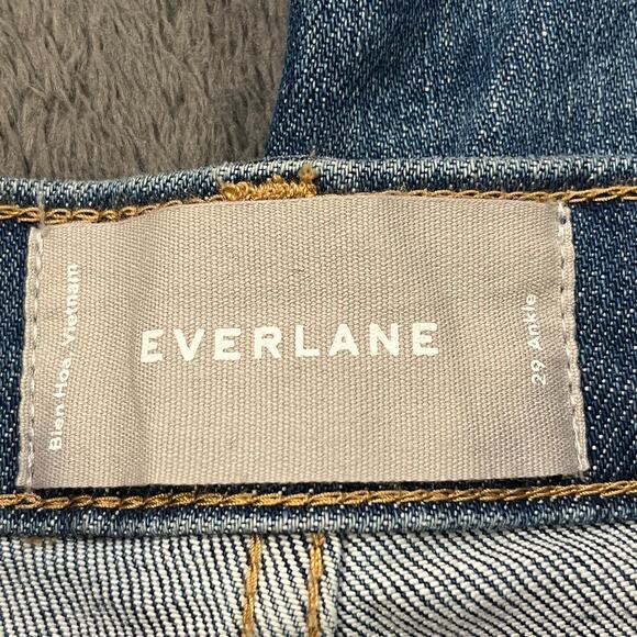 Everlane Raw-Hem Crop Light Bleach Wash Straight Ankle Leg Jeans Women's Size 29 - Picture 4 of 10